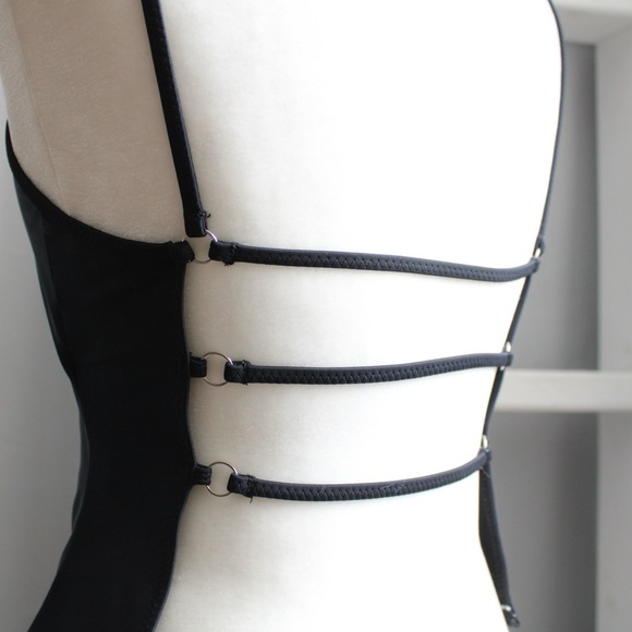 La Blanca Black Open-Back Spaghetti Strap Tankini Bikini Swim Tank Top Size 8 - Picture 9 of 9